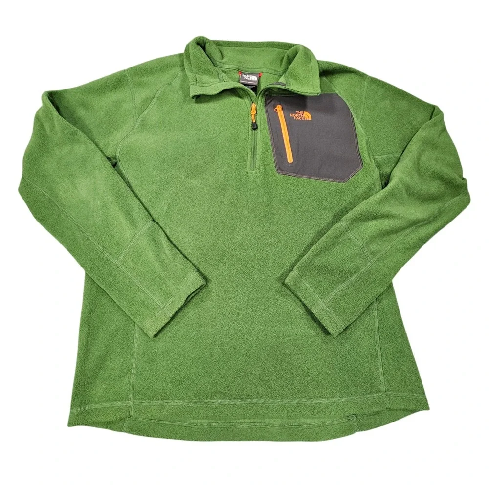 The North Face 1/4 Zip Pullover Mens Large Fleece Polartec Classic 100 Green